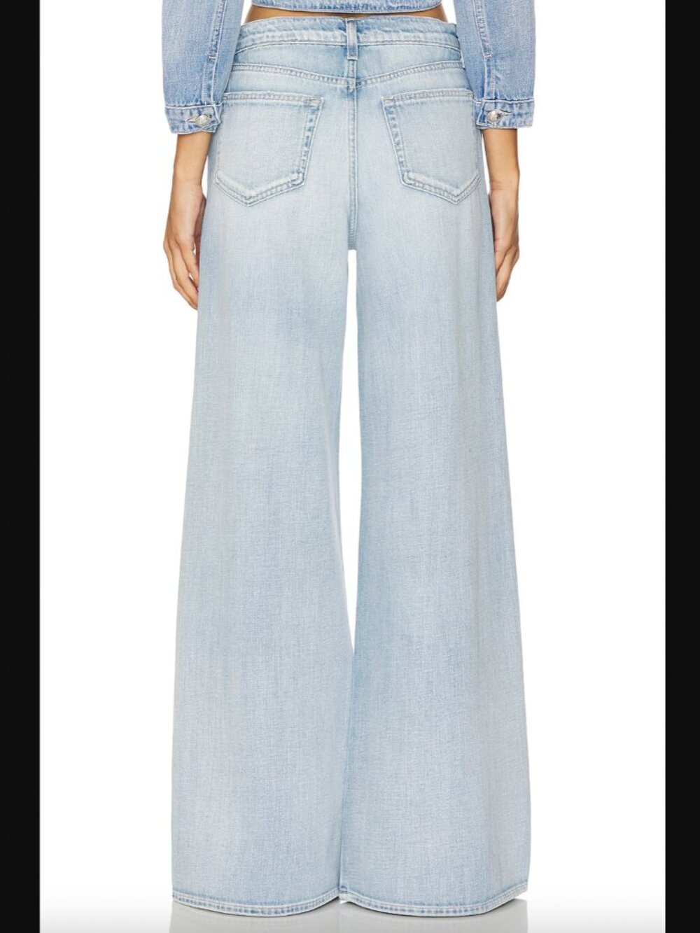 $350 NWT L'Agence Blue Denim Fontana Seam Wide Leg Jean Beau Pants size 24/27" - Picture 3 of 8